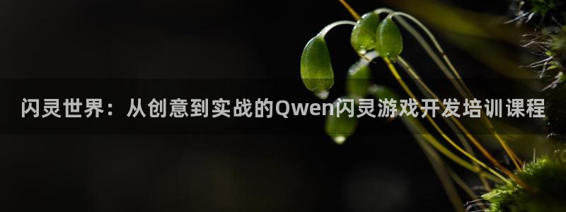 沐鸣2官方：闪灵世界：从创意到实战的Qwen闪灵游戏开发培训课程
